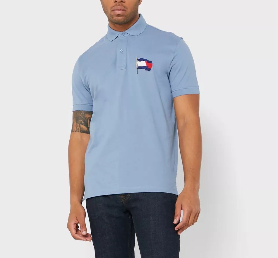 tommy hilfiger light blue polo shirt