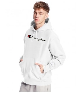 champion white logo moletom com capuz